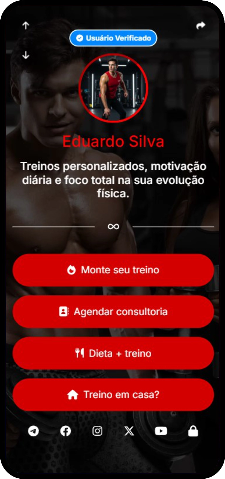 Captura de tela de exemplos de páginas de biolinks