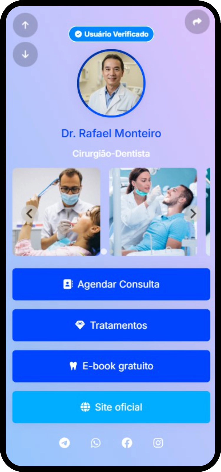 Captura de tela de exemplos de páginas de biolinks